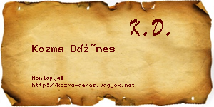Kozma Dénes névjegykártya